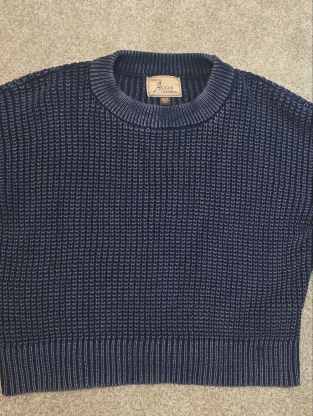 Ashley By 26 International Navy Ribbed Crewneck Sweater